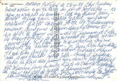 Młoda kobieta z chustą — Mali — wydawca « Vivant Univers » nr 432 — Rewers
