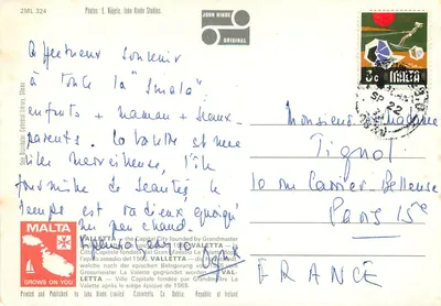 Valetta — Malta — John Hinde Limited, série 2ML 324 — Verso