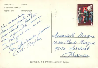 Gozo-Ilha Calypso — vista composta de locais e de um hotel — editor: THE CATHEDRAL LIBRARY, SLIEMA — Verso