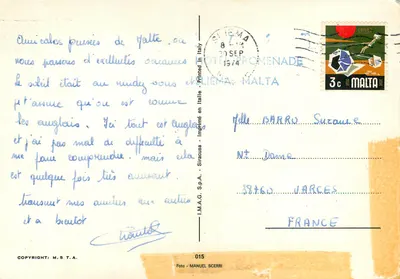 Mdina - Stara stolica - Mdina — MALTA — wydawca I.M.A.G. S.P.A. — nr serii 015 — Rewers