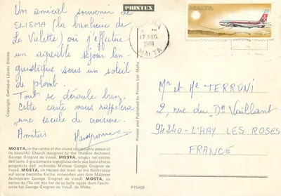 Kościół w Mostie — Malta — Printex P75408 — Rewers