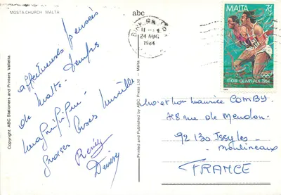 Kościół w Mosta — Malta — wydawca ABC Press Ltd, numer serii nie widoczny — Rewers