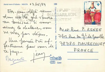 Widok z powietrza Valletty — Malta — wydawca 'what's on Card' n°130 — Rewers