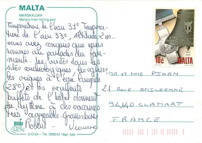 Marsaxlokk — puerto principal de pesca de Malta — editor Click, n° 540 — Reverso