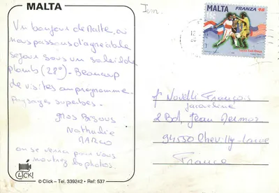 Malta — Vista da baía e balcão tradicional — Click, série 537 — Verso