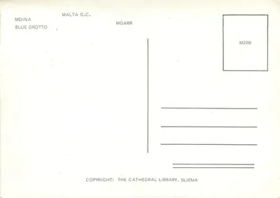 Malta — Vista de Mdina, Blue Grotto e Mgarr — editor Malta G.C. — Verso