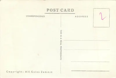 Malta - Fort St. Angela — widok portowy z kilkoma łódkami — Alf. Galea Zammit, n°26 — Rewers