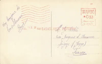 Casablanca — Plac Francji i port — Foto Flandrin, nr 135 — Rewers