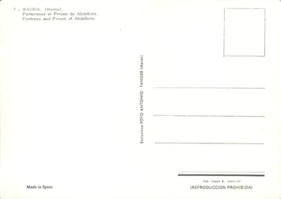 Fortezza e Prigione di Abdelkrin — Tanger — Editore Antonio, serie 33661-XV — Verso