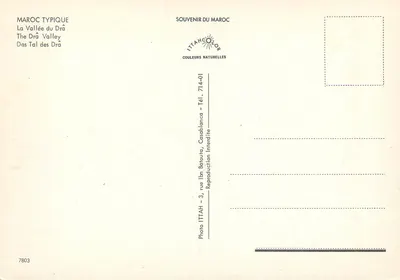 Vallée du Drâ — Maroc typique — ITTAHCOLOR, série 7803 — Verso