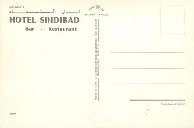 Hotel Sindibad — Agadir — wydawca ITTAMCOLOR, n° 877 — Rewers
