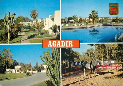 Agadir — vista de um complexo hoteleiro com piscina e cavalo — editor Komaroc SA, n°56