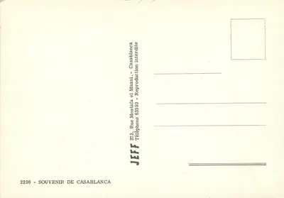 Casablanca — vue panoramique et rue Marhaba — éditeur JEFF, n° 2236 — Rewers