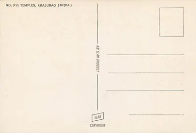 Sculpturalna scena — Świątynia Khajurao — Wydawca ELAR, nr K15 — Rewers