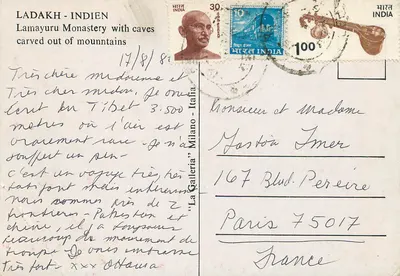 Mosteiro de Lamayuru — Ladakh, Índia — editor 'La Galleria' n° 167 — Verso