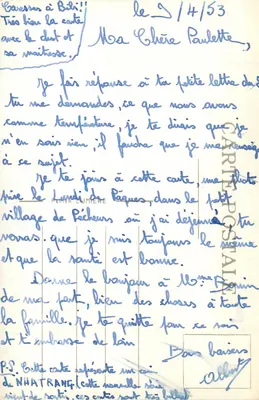 Wioska rybacka w Nhatrang — widok panoramiczny — wydawca PAPIER LUMIÈRE, numer serii nieczytelny — Rewers