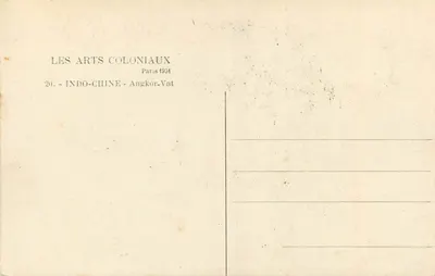 Angkor-Vat — Indochina — Editora: LES ARTS COLONIAUX, Paris 1934, n°20 — Verso
