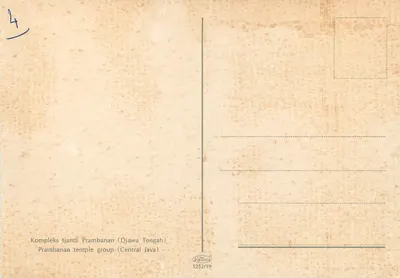 Prambanan — grupo de templos — Kartore 1252/19 — Verso