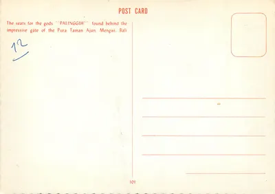 Pura Taman Ajun — Mengwi, Bali — Cartão postal n°101 — Verso