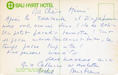 Bali Hyatt Hotel — widok baru, fontanny, hotelu i pokoju — wydawca Bali Hyatt Hotel — Rewers
