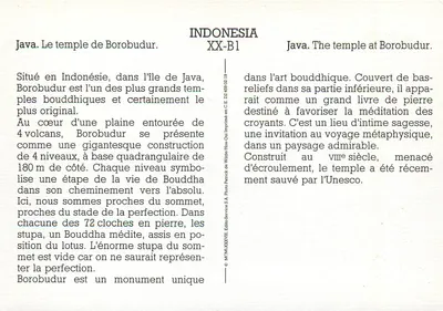 Borobudur — templo budista indonésio — Editto-Service S.A. n° XX-B1 — Verso