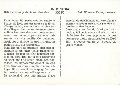 Bali. Donne che portano offerte — Indonesia, serie XX-B2 — Édito-Service S.A. — Verso