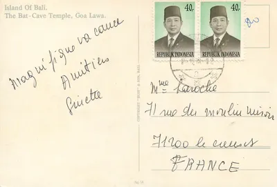 Templo da Grotta dos Morcegos, Goa Lawa — Bali — editor Budi & Son, n°14 — Verso