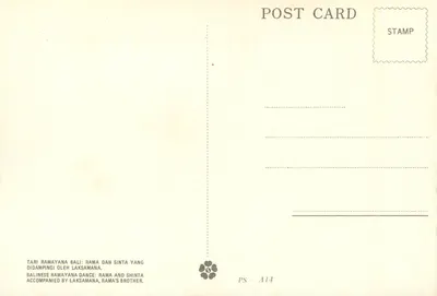 Balinese Ramayana-dans — Rama en Shinta vergezeld door Laksamana — PS-A14 — Achterkant