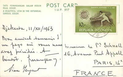 Botaniczny ogród w Bogorze — widok jeziora z liliami — I.U.P. 617 — Rewers
