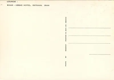 Lounge — Hotel Shah-Abbas — Isfahan, Irã — Verso