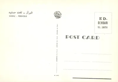 Pérsépolis — ruínas imperiais — editor Dehdari, Milão — Verso