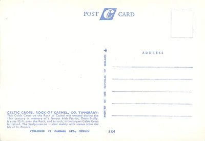 Celtic Cross, Rock of Cashel, Co. Tipperary, Ireland — Cardall Ltd. n°384 — Verso