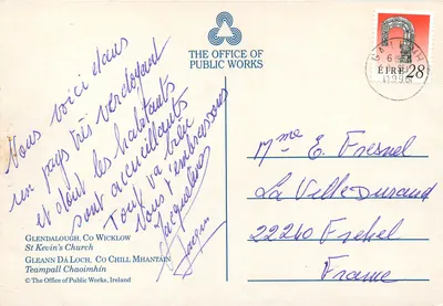 Glendalough, Condado de Wicklow — Igreja de São Cevén — Office of Public Works — Verso