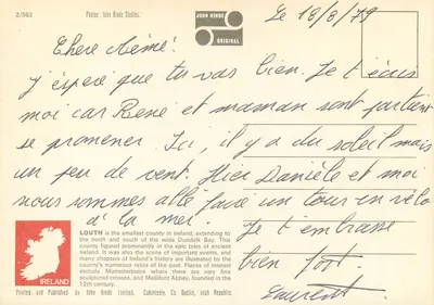 Co. Louth — Cruz celta, ponte e paisagem — John Hinde Studios, n°2/582 — Verso