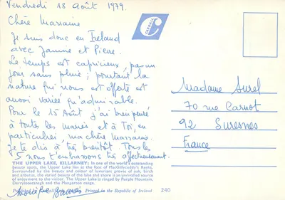 The Upper Lake, Killarney, Co. Kerry, Ierland — CARDALL — n°240 — Achterkant