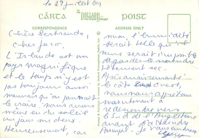 Bilhete postal moderno Uma cena típica de Connemara, Co. Galway, Irlanda, Um jumento — Verso