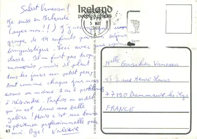 Entrega Express - Irlanda — hombre y burro tirando de un carretón con cubos de leche — editor Ireland people & places — Reverso