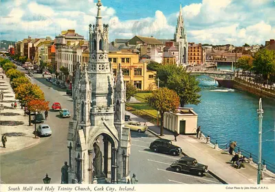 South Mall e Igreja de Holy Trinity, Cidade de Cork, Irlanda — Foto por John Hinde, F.R.P.S.