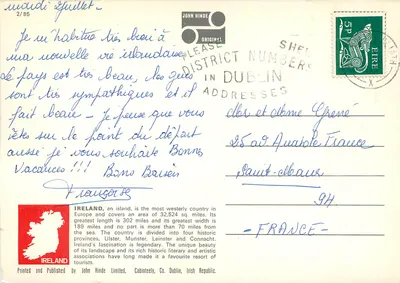 SAUDAÇÕES DA IRLANDA — John Hinde Limited, Dublin — Verso