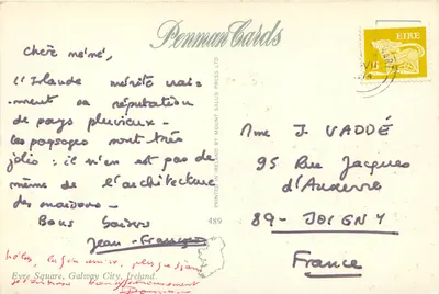 Eyre Square, Galway City — monumento com canhões — Penman Cards — Verso