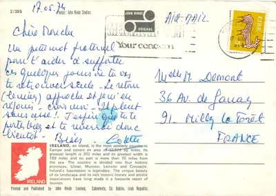 Irlanda — Locais emblemáticos e carta — John Hinde Limited — Verso