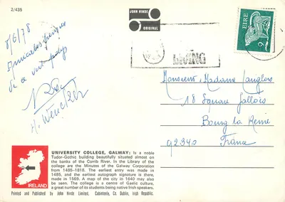 University College, Galway City, Irlanda — Foto D. Noble, John Hinde Studios, n°2/435 — Verso