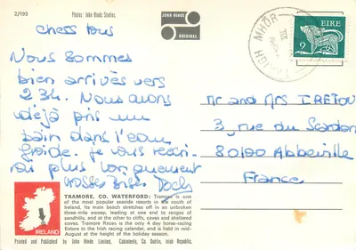 Tramore — praia e paisagens — John Hinde Limited, Dublin — Verso