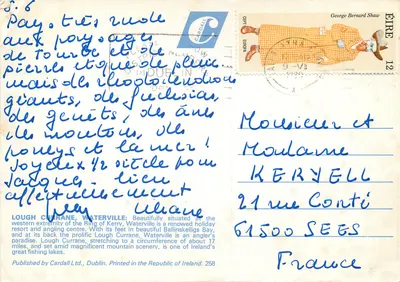 Lago Currane, Waterville, Anel de Kerry, Irlanda — Publicado por Cardall Ltd., Dublin. 258 — Verso