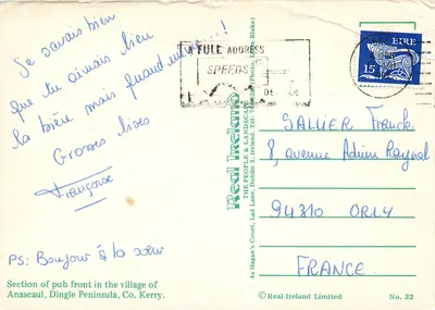 Fachada de pub — Anascaul, Península de Dingle — Real Ireland Limited No. 32 — Verso