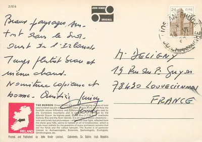 The Burren — paisagens irlandesas — John Hinde Original 2/514 — Verso