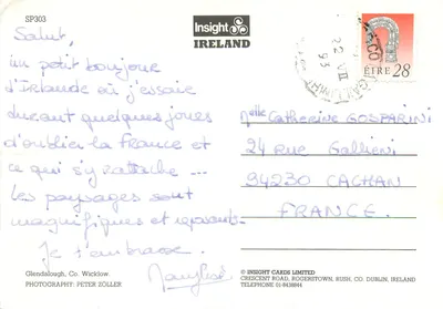Glendalough, Condado de Wicklow — torre celta na névoa — Insight Cards Limited — Verso