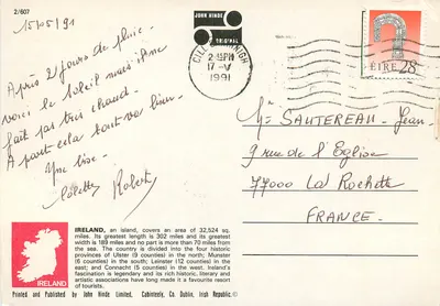 Irlanda — Saudações da Irlanda — John Hinde Limited, Cabinteely, Co. Dublin — Verso