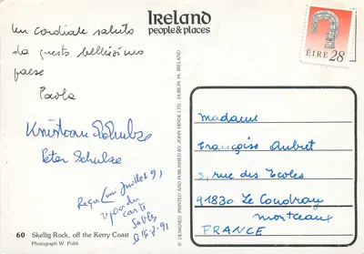 Skellig Rock, ao largo da costa de Kerry — Fotografia de W. Pohli — Pessoas e lugares da Irlanda, n°60 — Verso