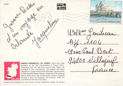 Dingle — Península de Dingle, Condado de Kerry — John Hinde Limited — Verso